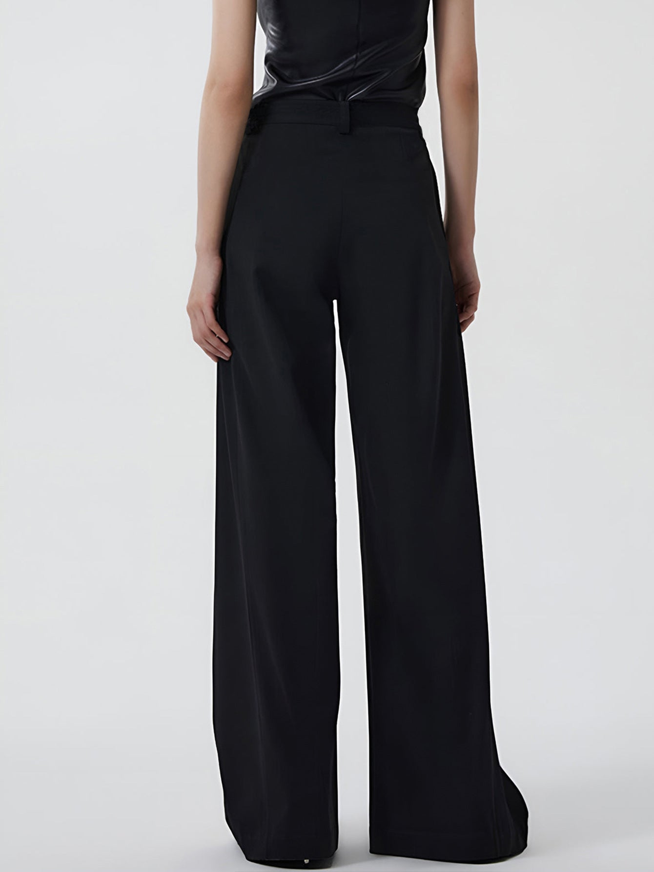 Women's Clothing Irregular Long Pants Asymmetrical Layered Button Loose Wide-Leg Pants