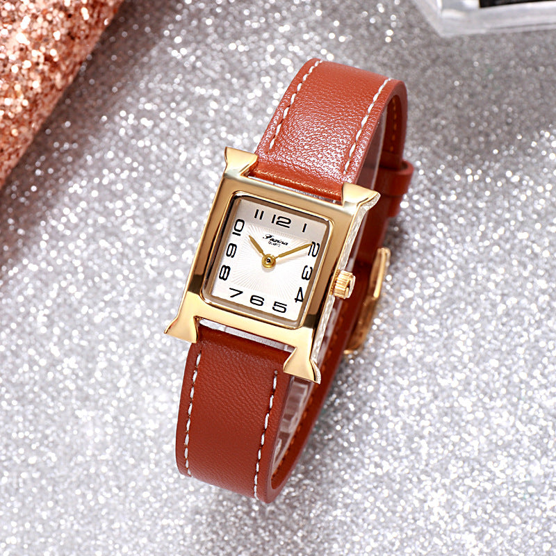 Fasina 2022 Casual Square Ladies Watch Bracelet Set Simple Belt Watch Women's Gift