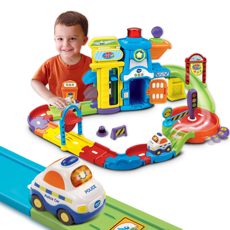 VTech Magic Rail Car Series Toys Sound And Light Police Station Fire Station Parking Lot Airport Railway Station