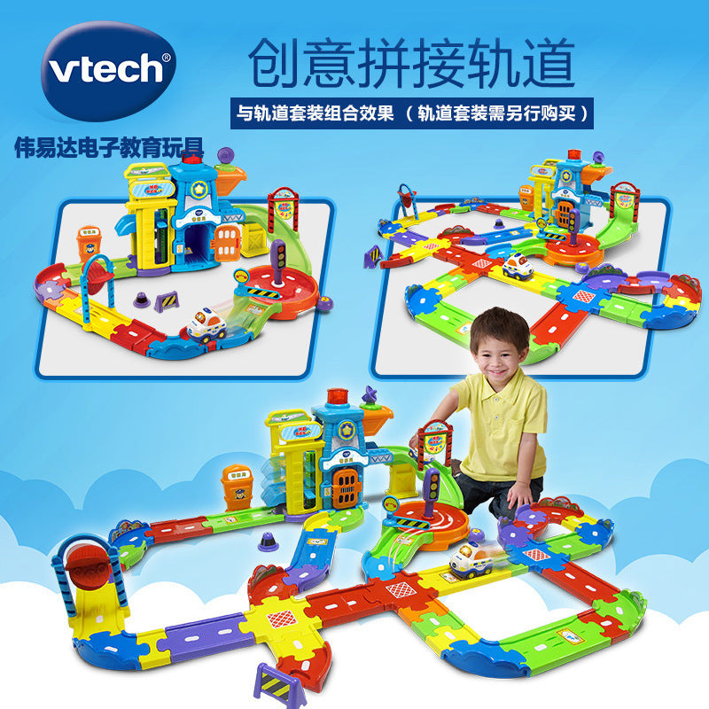 VTech Magic Rail Car Series Toys Sound And Light Police Station Fire Station Parking Lot Airport Railway Station
