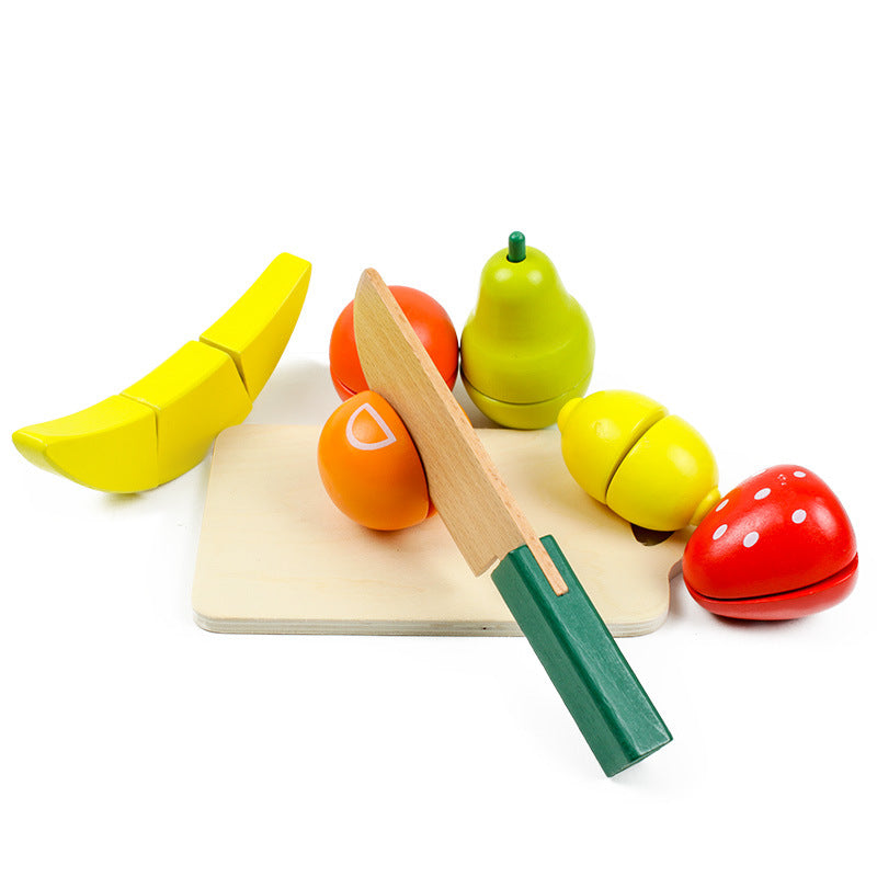 Wooden Simulation Barreled Hook And Loop Fruit Cutting Music 3-5-year-old Children Play House Cutting Vegetables Hook And Loop Toy