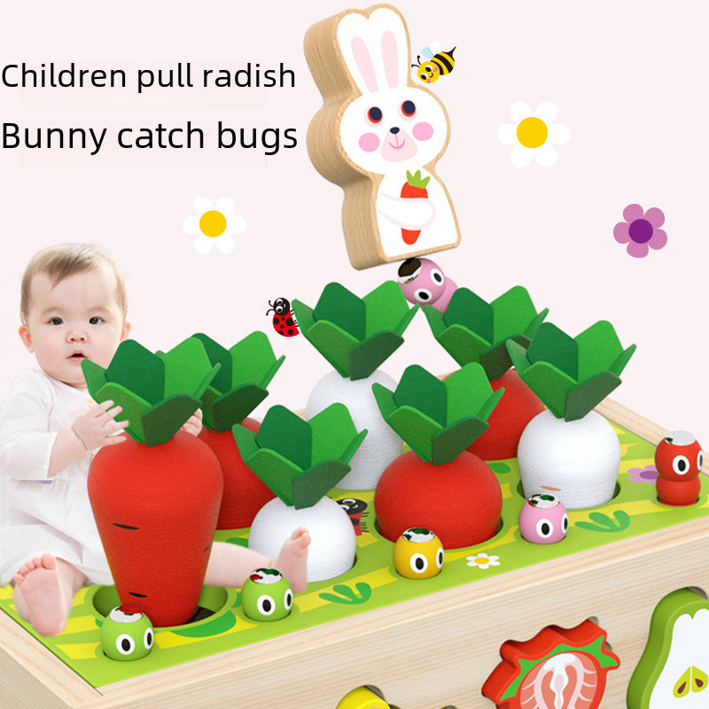 Children's Educational Toys Farm Radish Toy Shape Matching Product Wooden Intelligence Car Baby 1-3 Years Old