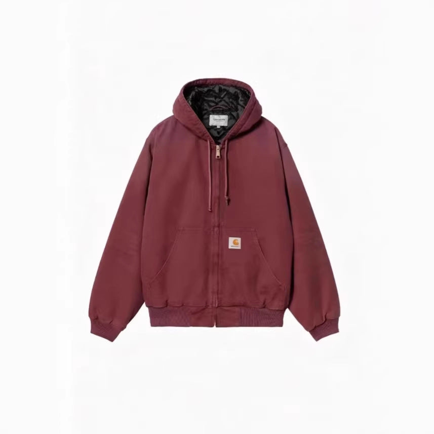 Retro Hooded Unisex Sweatshirt, Cross-Border Hot-Selling Trendy Carhartt-Style Zip-Up Sweatshirt
