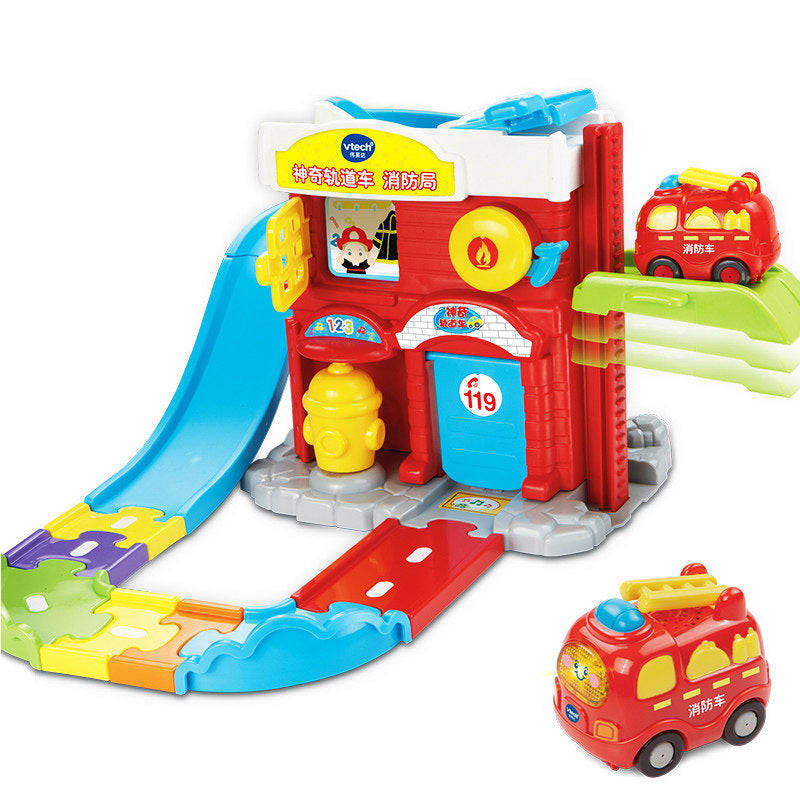 VTech Magic Rail Car Series Toys Sound And Light Police Station Fire Station Parking Lot Airport Railway Station