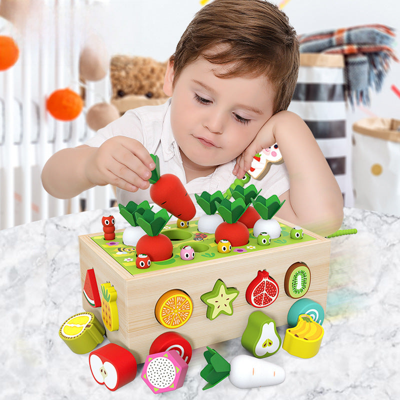 Children's Educational Toys Farm Radish Toy Shape Matching Product Wooden Intelligence Car Baby 1-3 Years Old