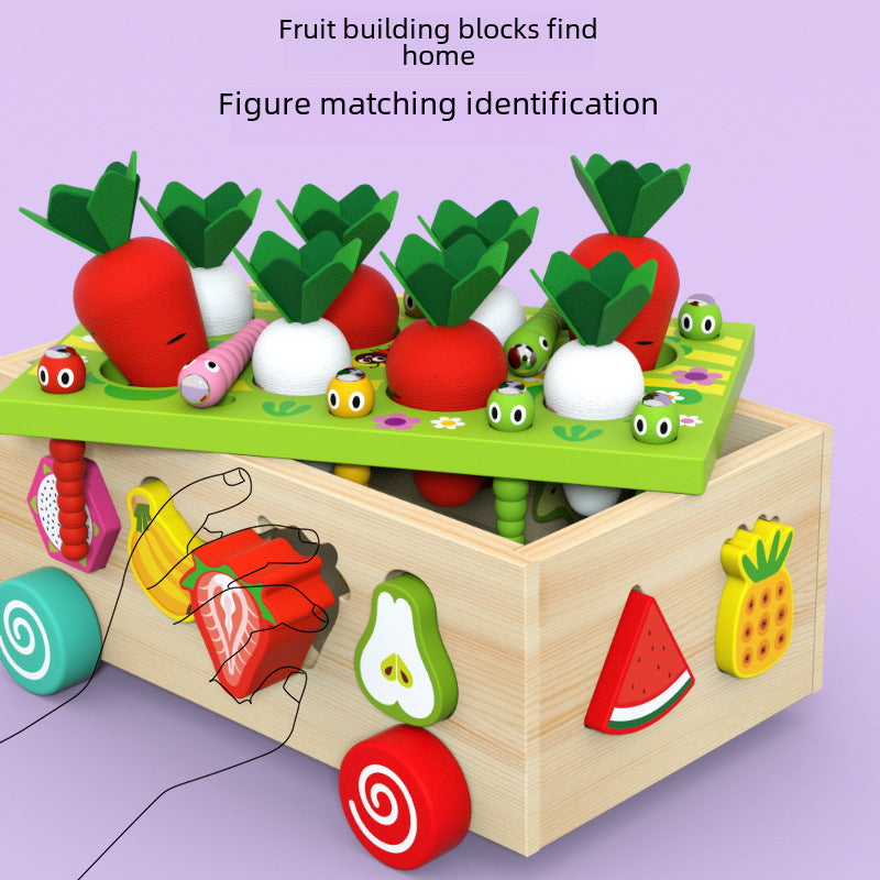 Children's Educational Toys Farm Radish Toy Shape Matching Product Wooden Intelligence Car Baby 1-3 Years Old