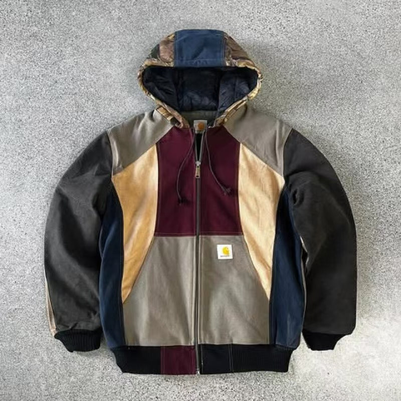 Retro Hooded Unisex Sweatshirt, Cross-Border Hot-Selling Trendy Carhartt-Style Zip-Up Sweatshirt