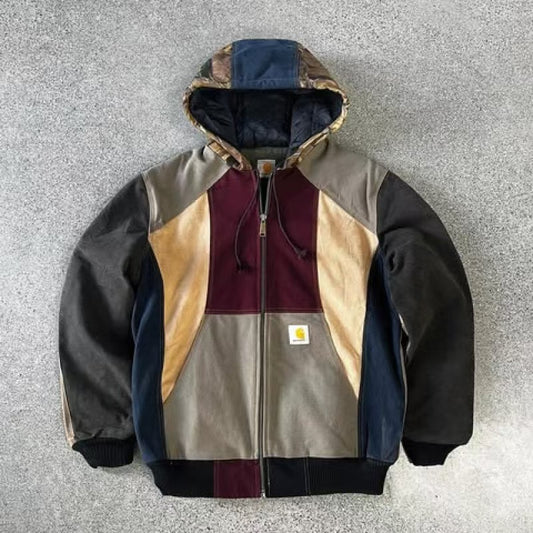 Retro Hooded Unisex Sweatshirt, Cross-Border Hot-Selling Trendy Carhartt-Style Zip-Up Sweatshirt