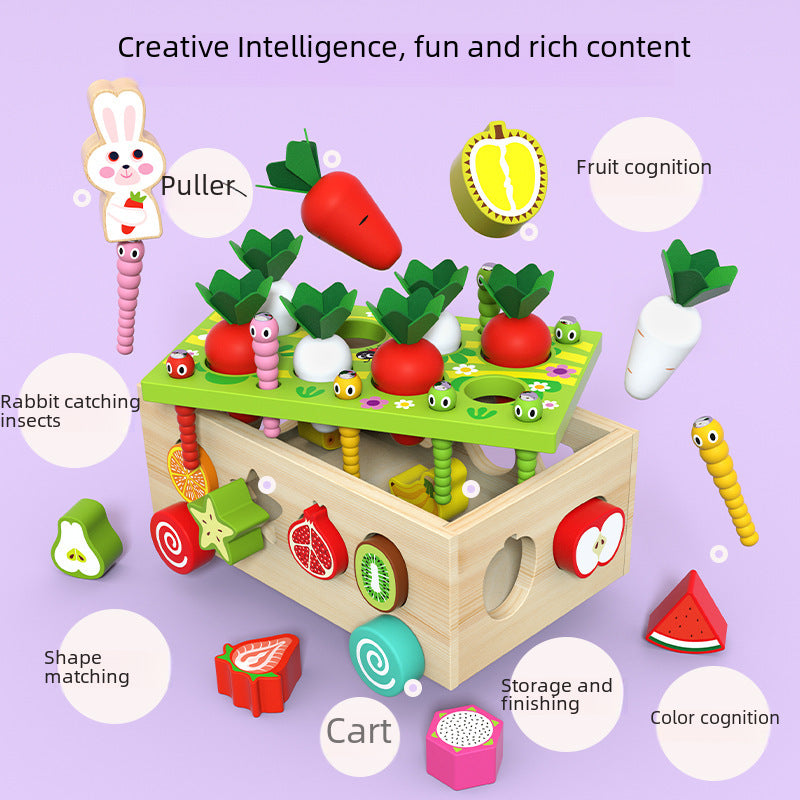 Children's Educational Toys Farm Radish Toy Shape Matching Product Wooden Intelligence Car Baby 1-3 Years Old
